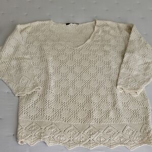 Chic Cream V-Neck Women's Sweater